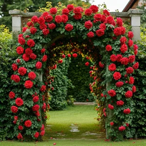 Роза плетистая Алый Триумф купить по цене от 319р. в интернет-магазине «Посадика» с доставкой почтой в в Сольцые и по всей России – [изображение №1].